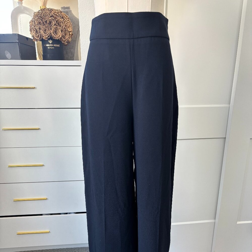 ZARA Pants Women's Size Small Navy Blue Relaxed Wide Leg High Waist Trouser